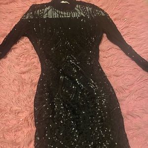 Black see threw shimmer dress